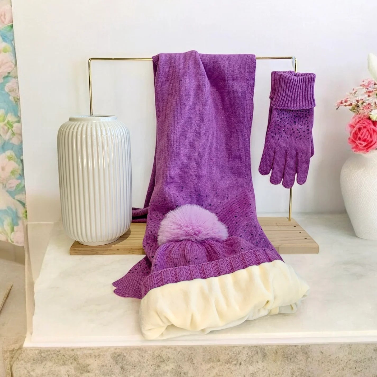 Gem Embellished Winter Set Purple