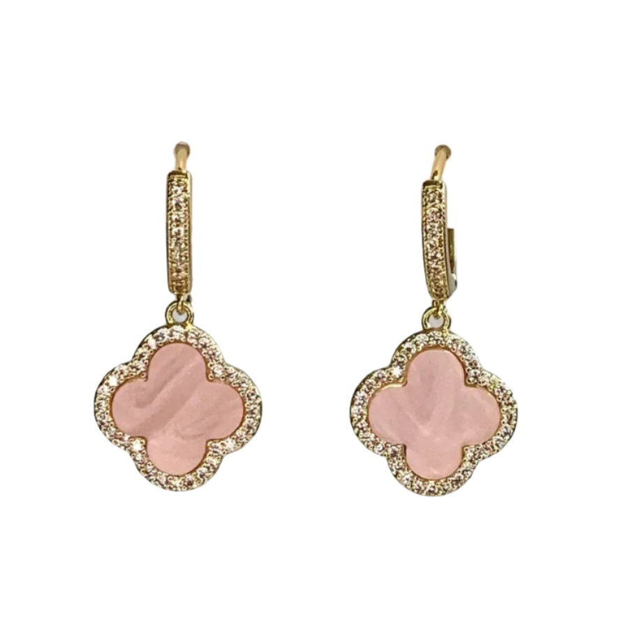 Baby Pink Clover Drop Earrings