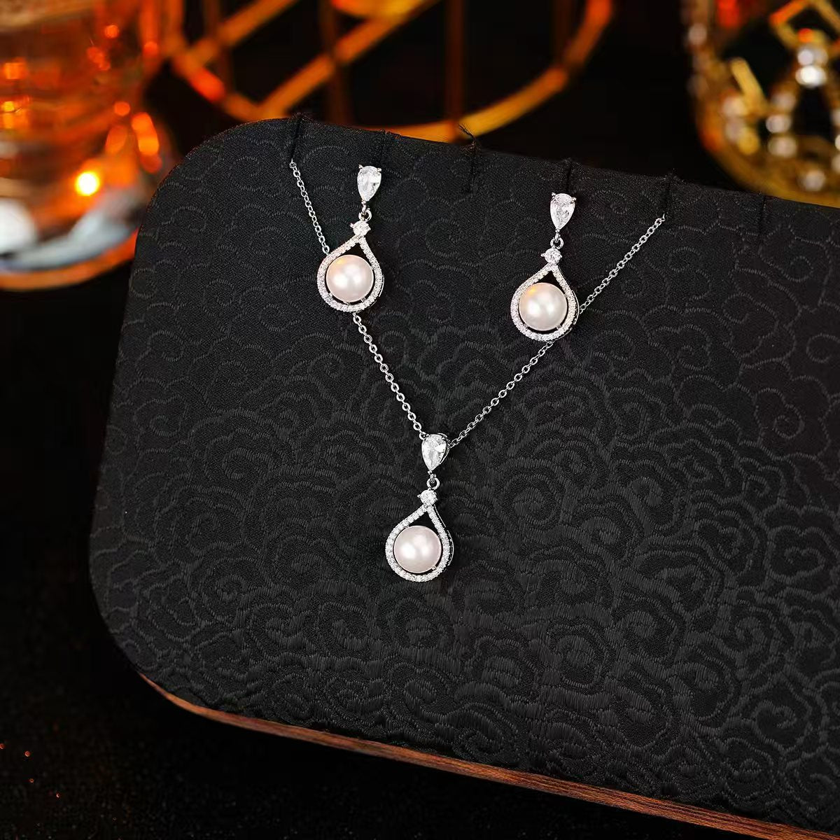 Classic Pearl Drop Silver Set