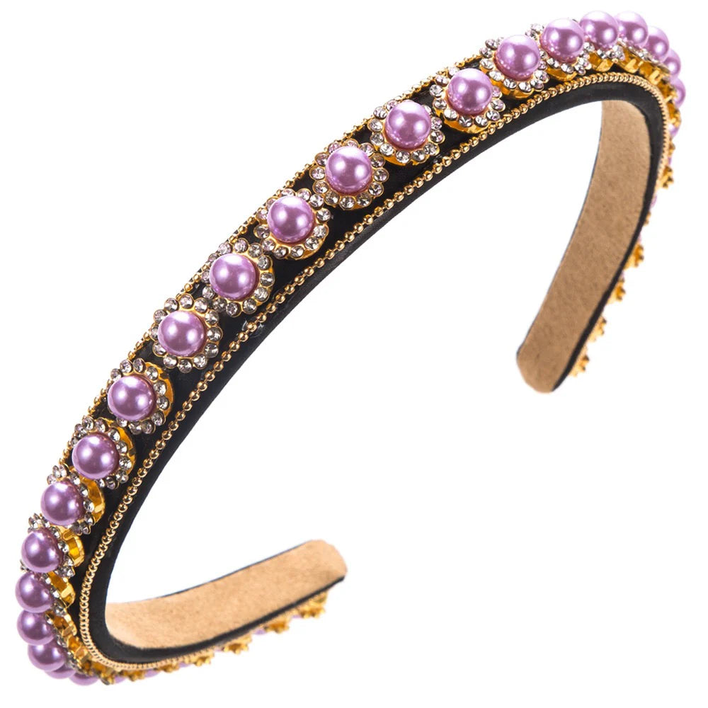 Purple Narrow Pearl Hairband