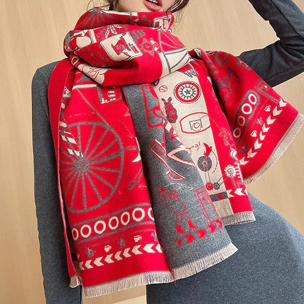 Evelyn Cashmere Touch Scarf Red