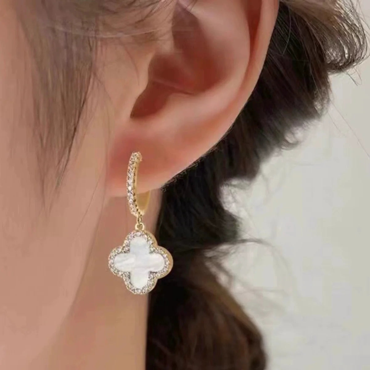 White Clover Drop Earrings