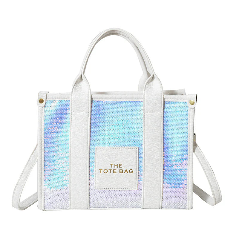 White Sequin Tote Bag