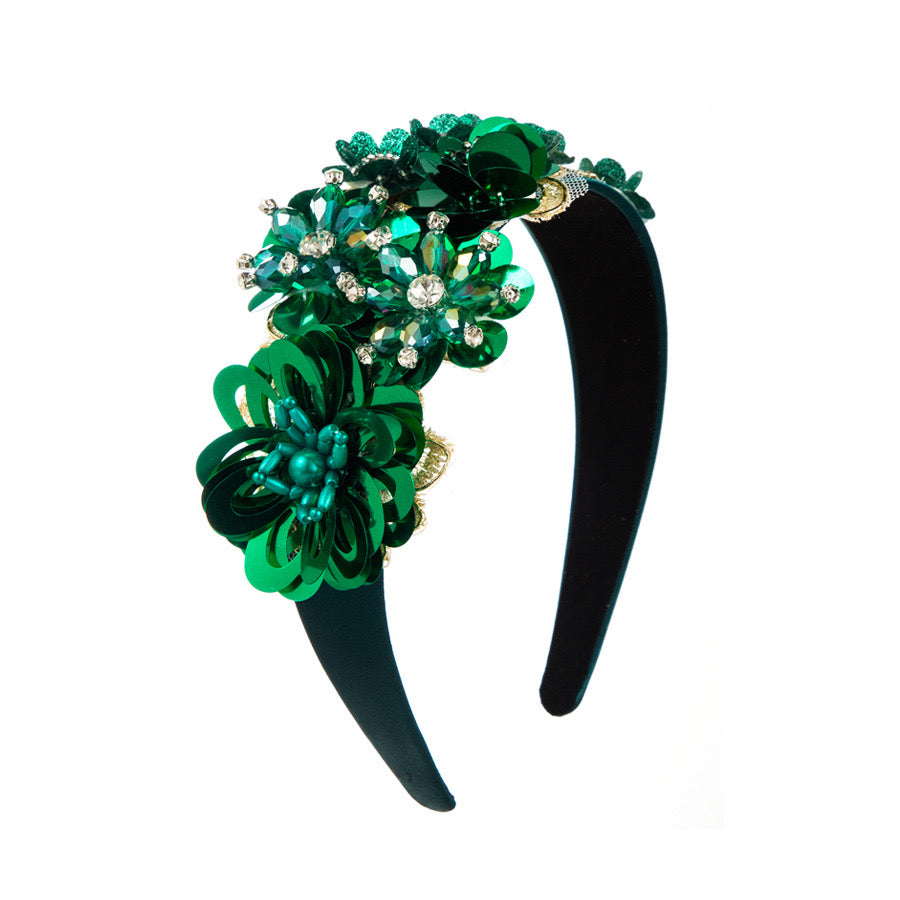 Green Sequin Blossom Hairband