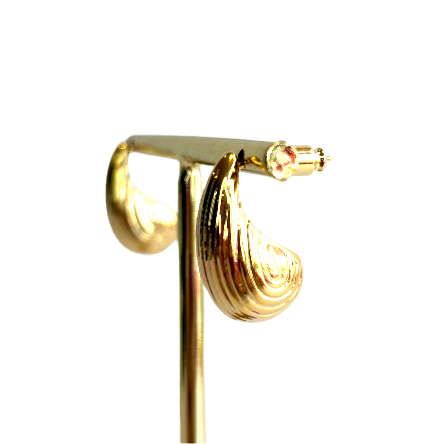 Gold Textured Teardrop Earrings
