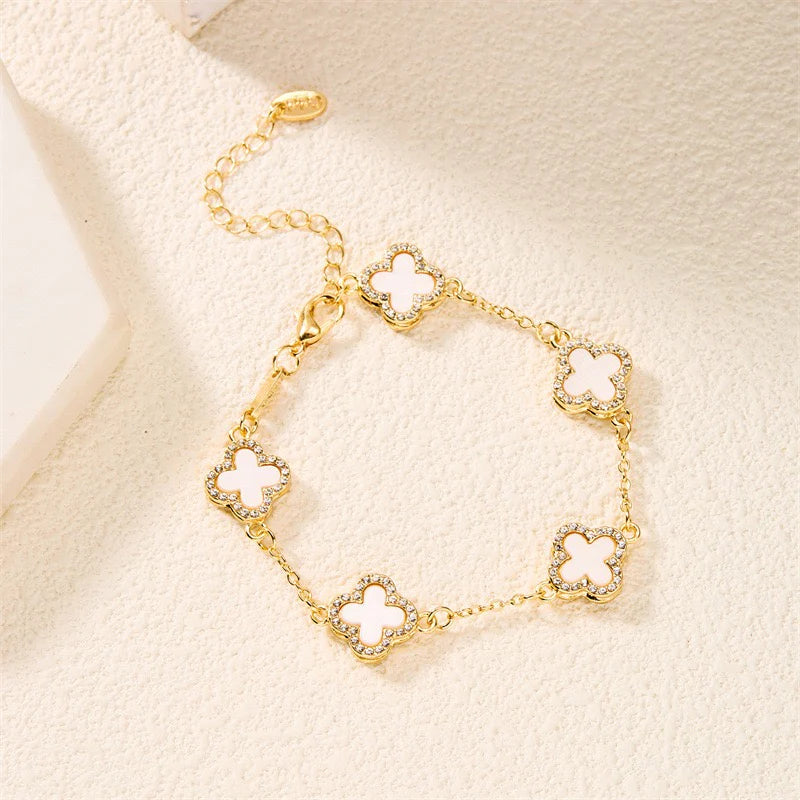 White Crystal Clover Bracelet