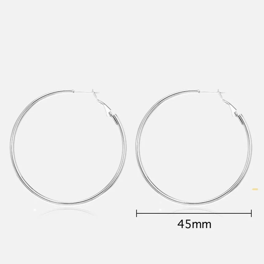 Silver 45 mm Hoops