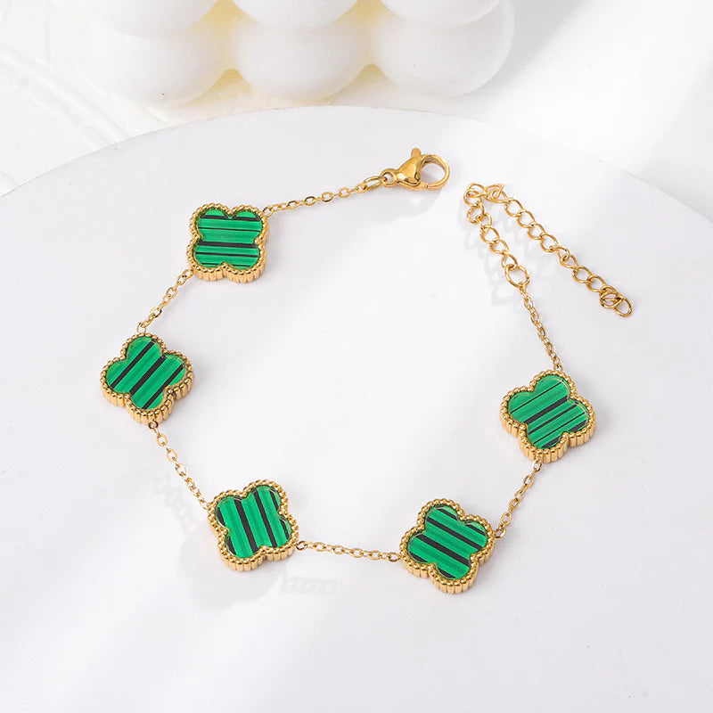 Green Stripe Clover Bracelet