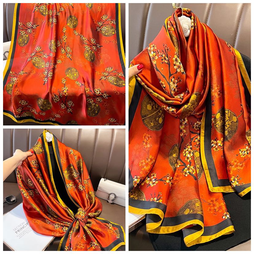 Blossom Silk Touch Scarf Orange