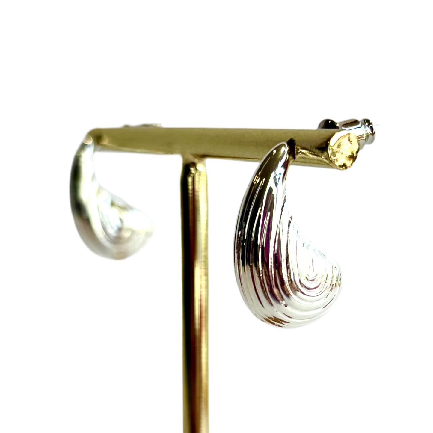 Silver Textured Teardrop Earrings