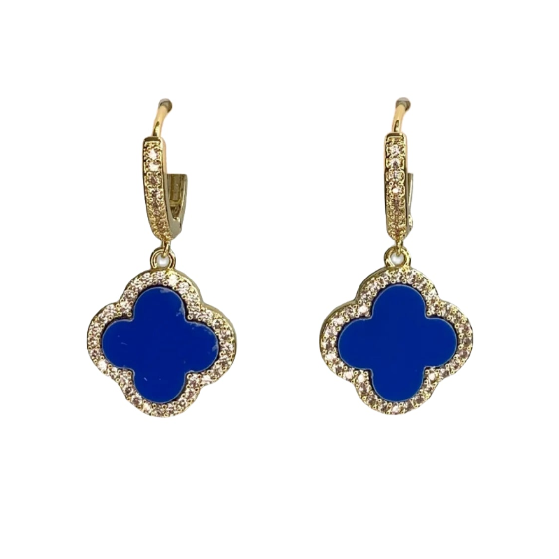 Royal Blue Clover Drop Earrings