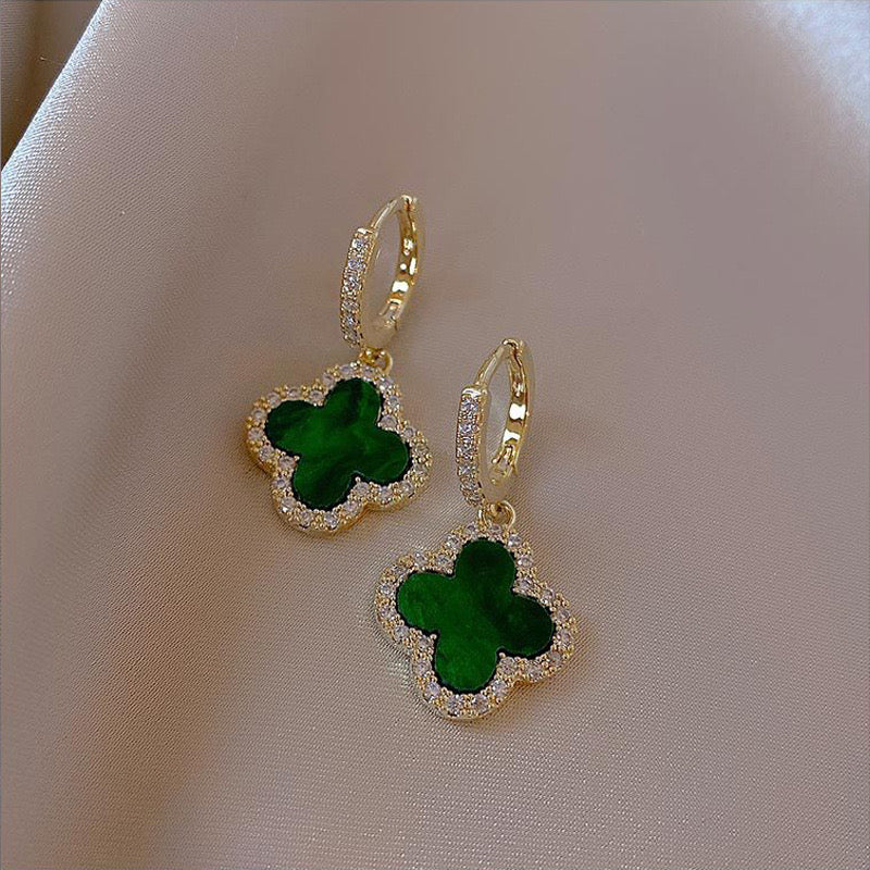 Green Clover Drop Earrings