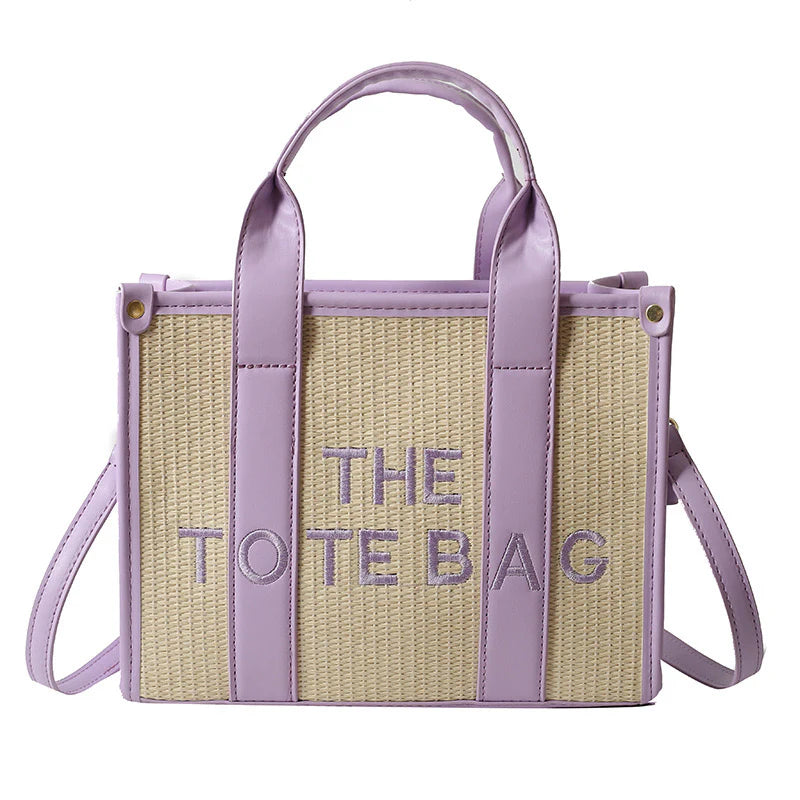 Lilac Straw Tote Bag