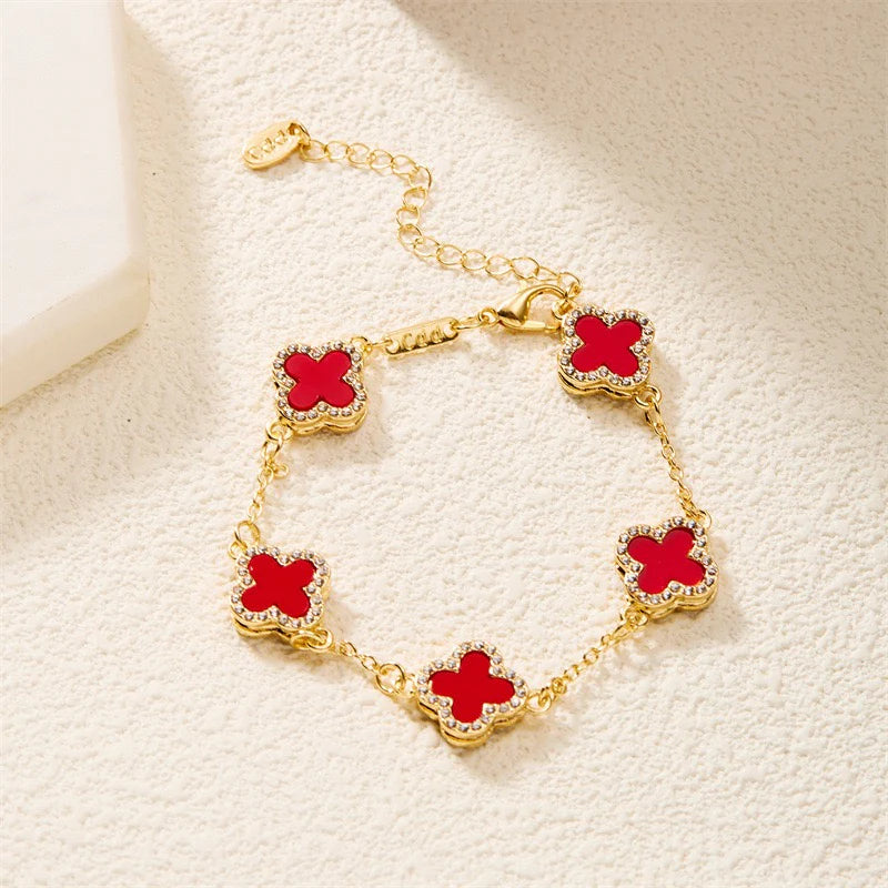 Red Crystal Clover Bracelet