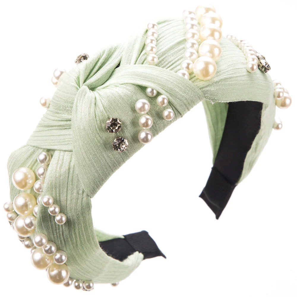 Mint Pearl Knot Hairband