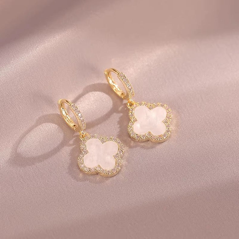 White Clover Drop Earrings