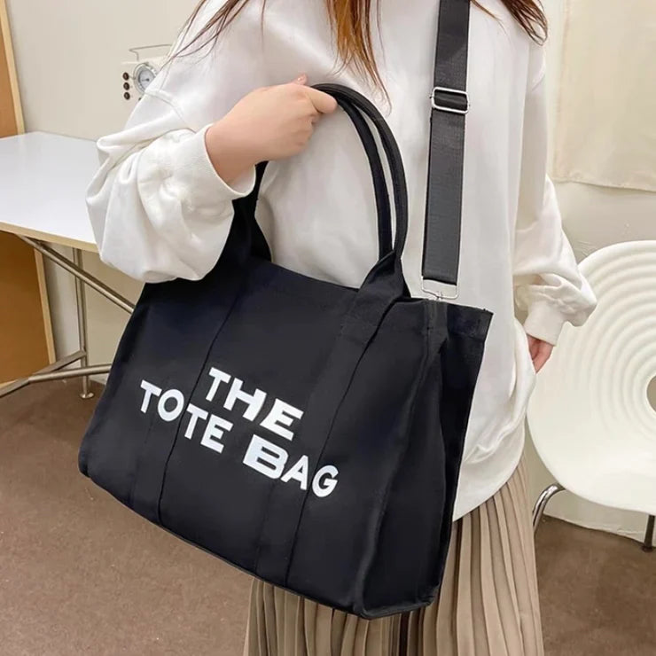 Large Black Canvas Tote Bag