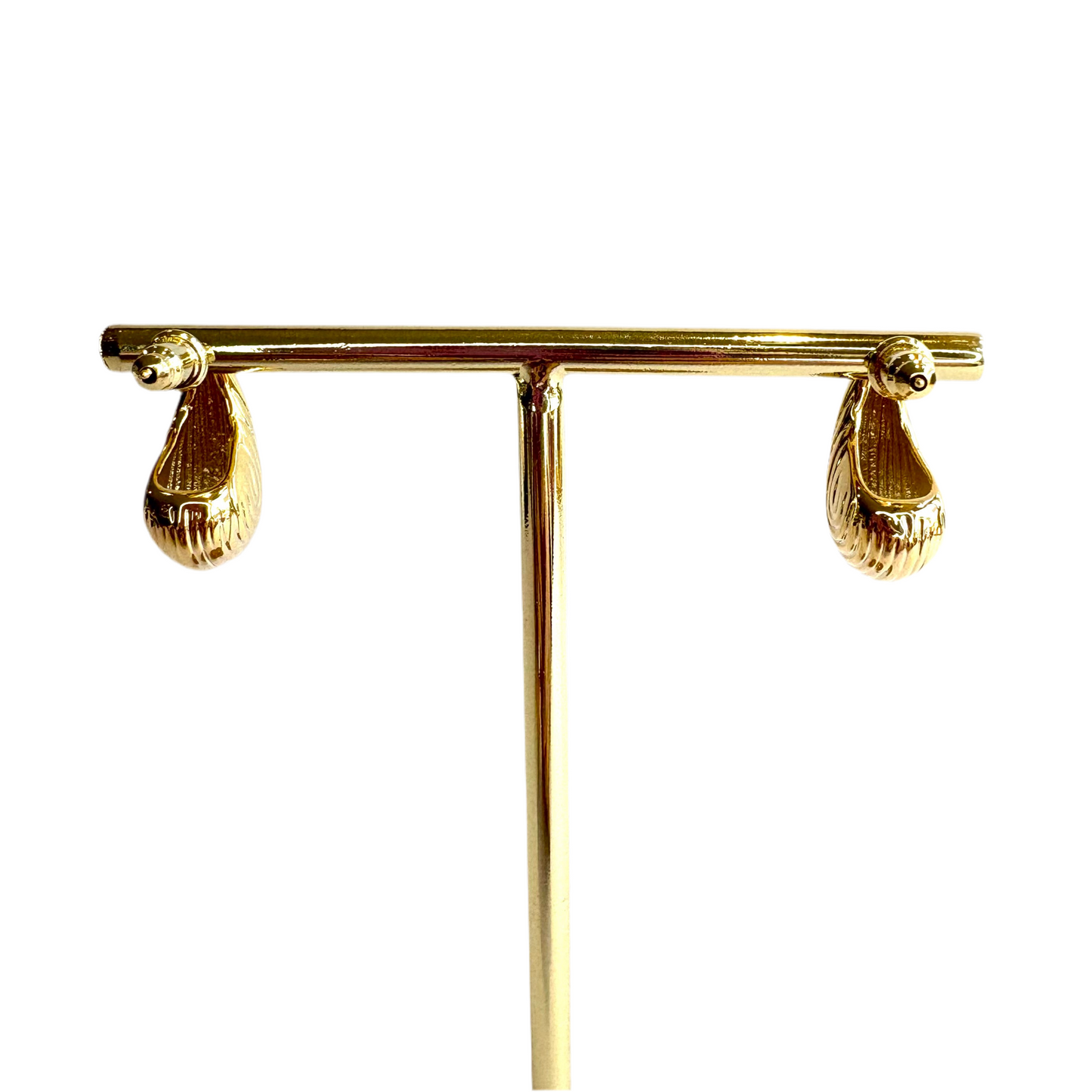 Gold Textured Teardrop Earrings