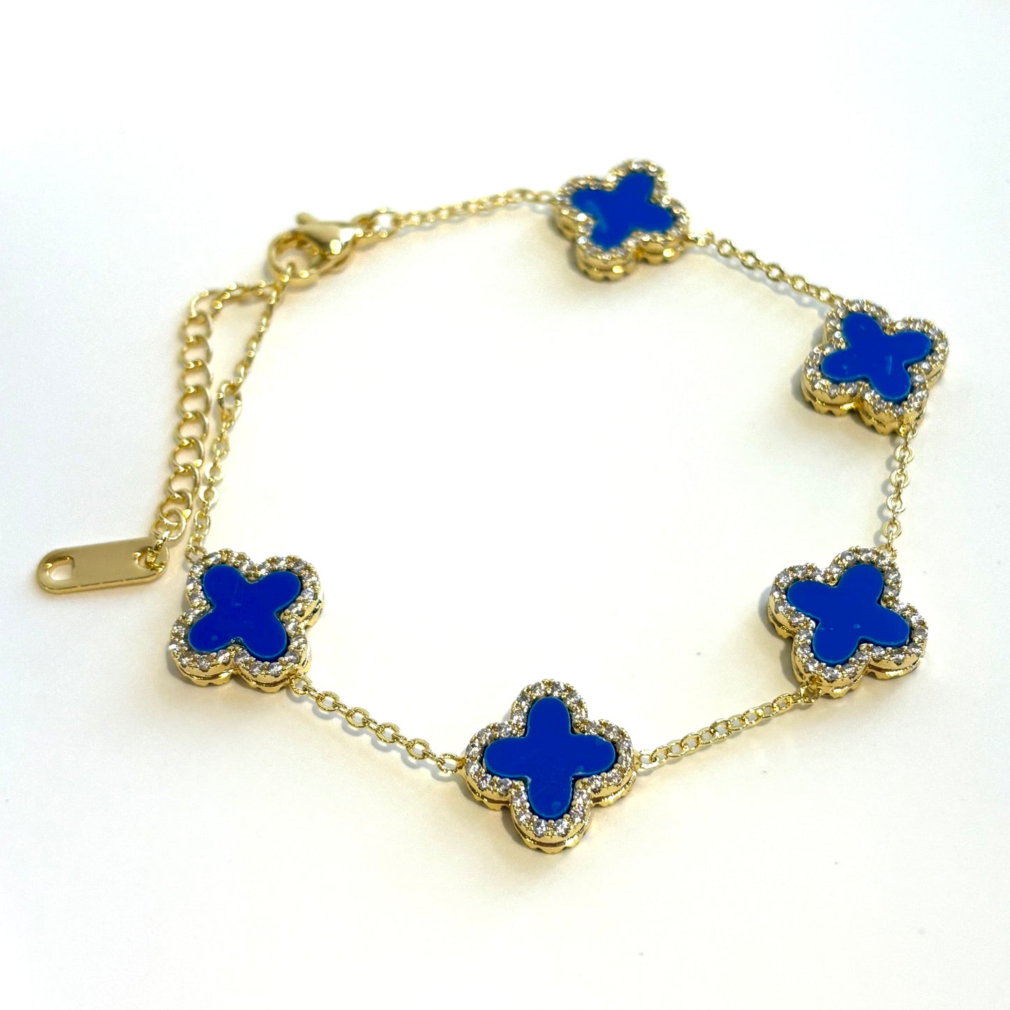 Royal Blue Crystal Clover Bracelet