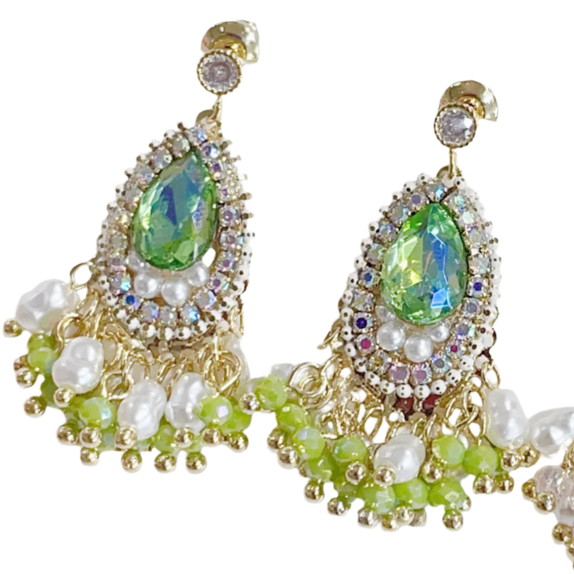 Green Classic Small Chandelier Earrings