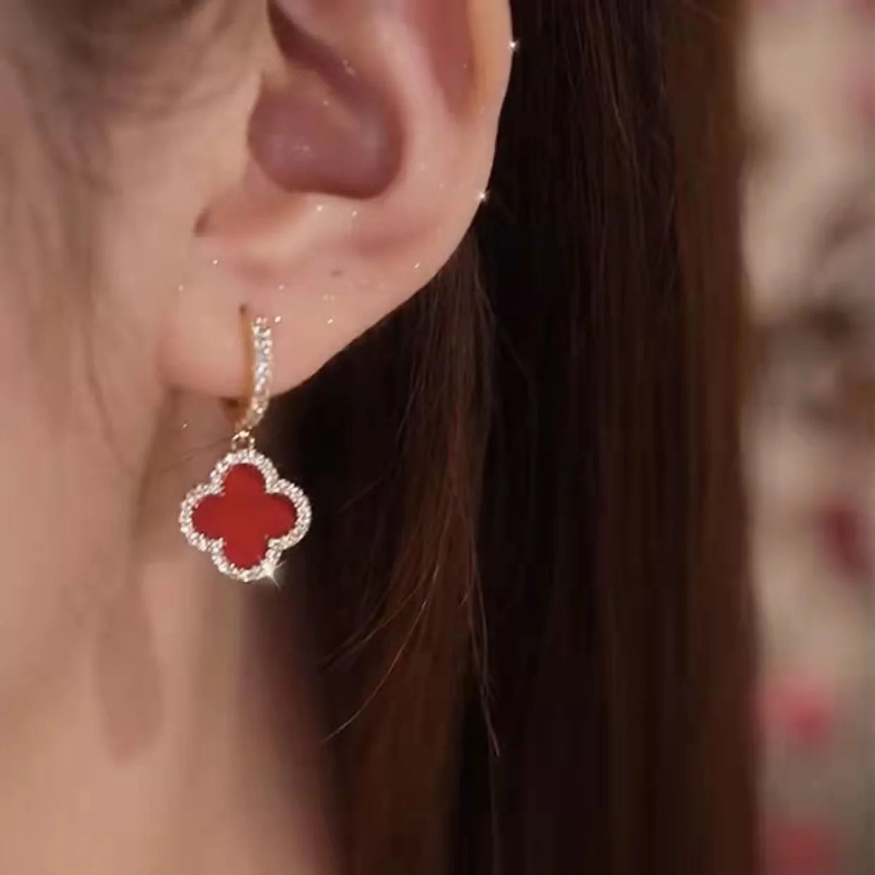 Red Clover Drop Earrings
