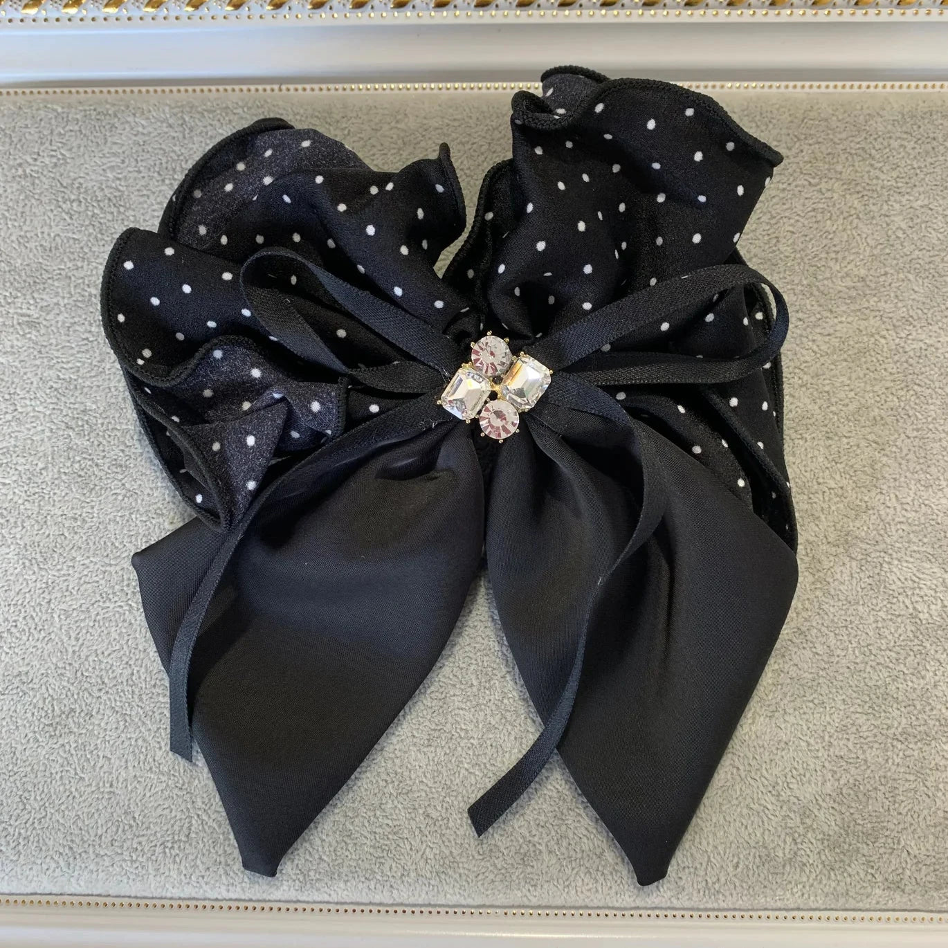 Polka Bow Black