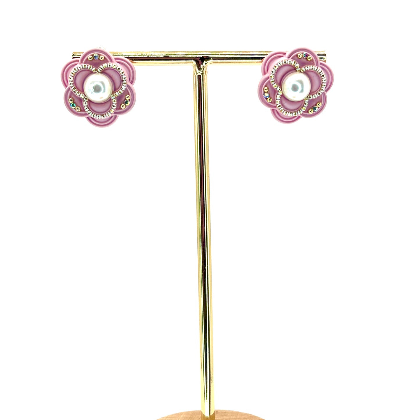 Pink Pearl Bud Flower Studs