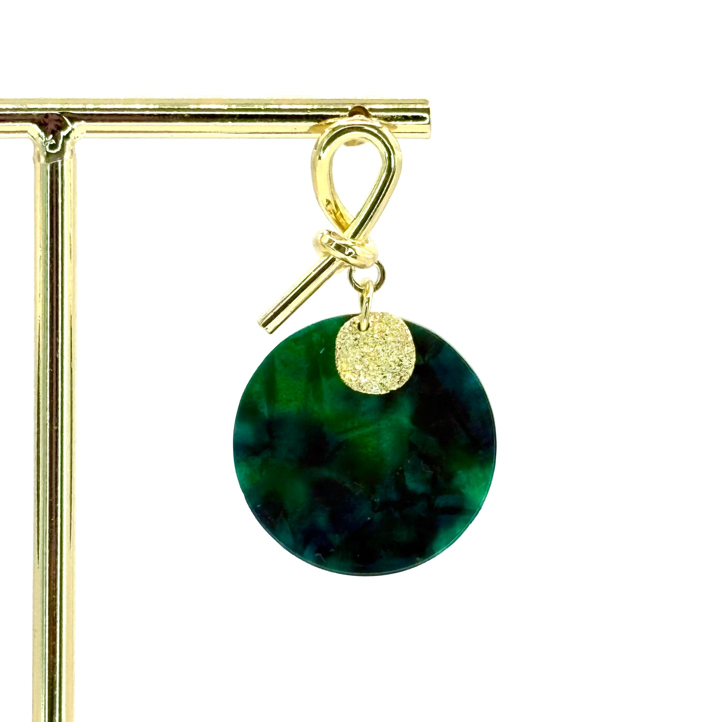 Emerald Planet Drop Disc Earrings