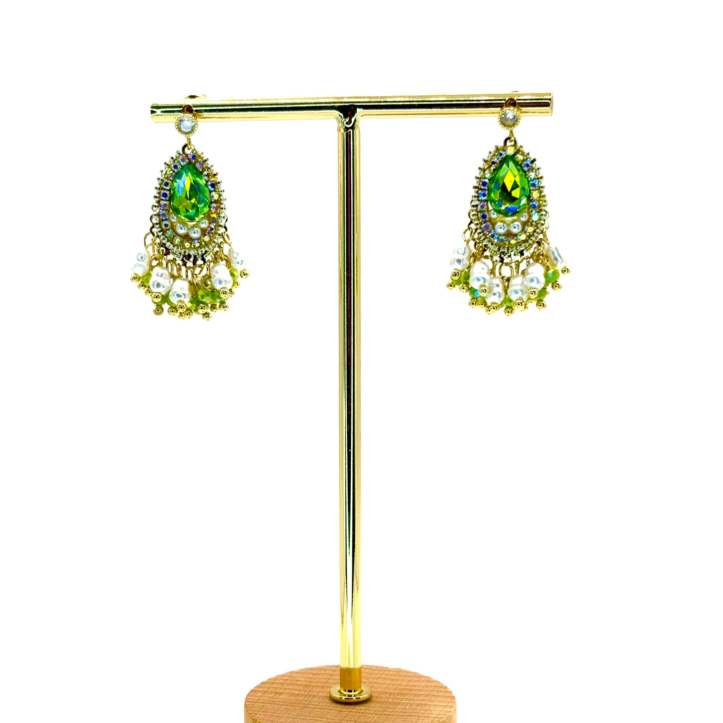 Green Classic Small Chandelier Earrings