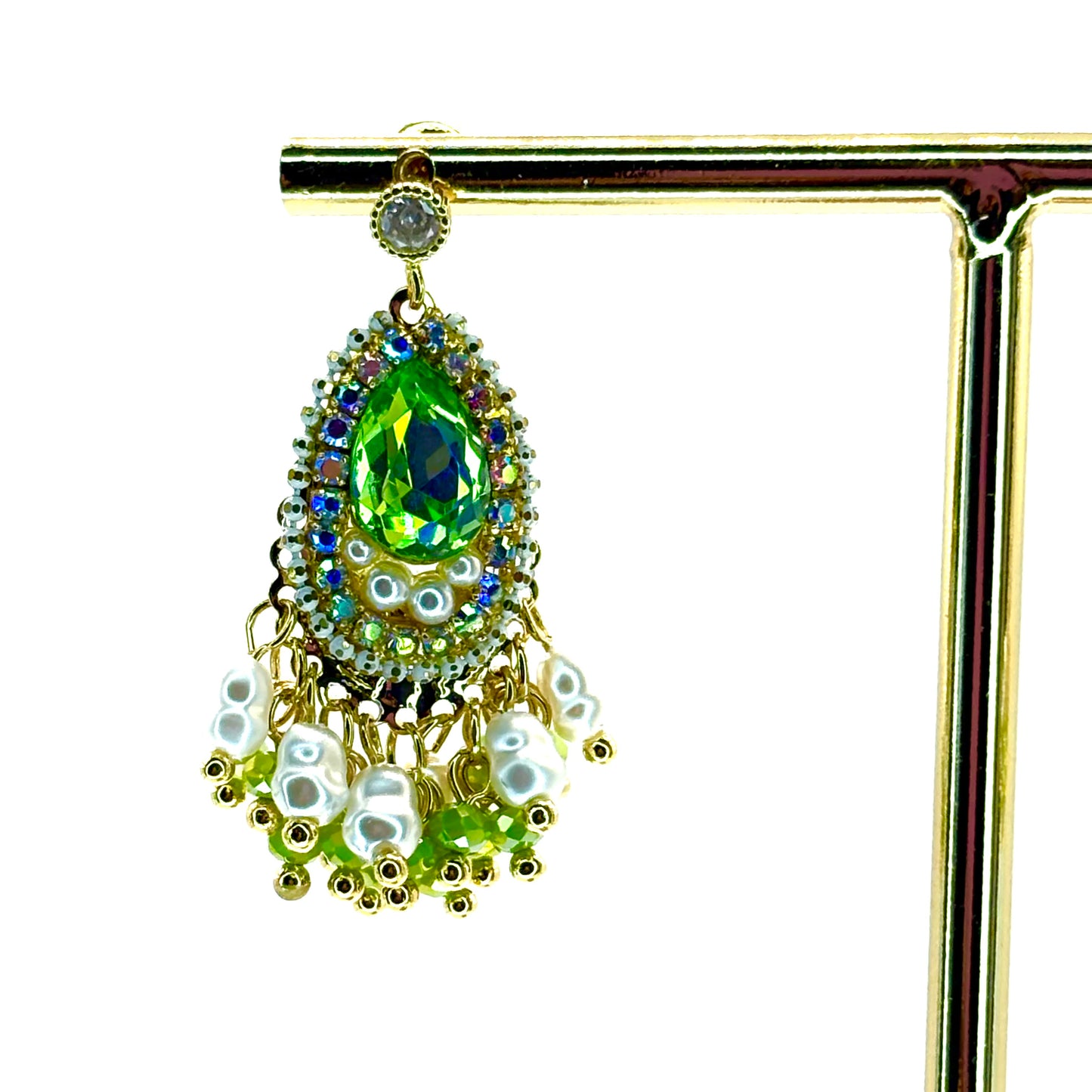 Green Classic Small Chandelier Earrings