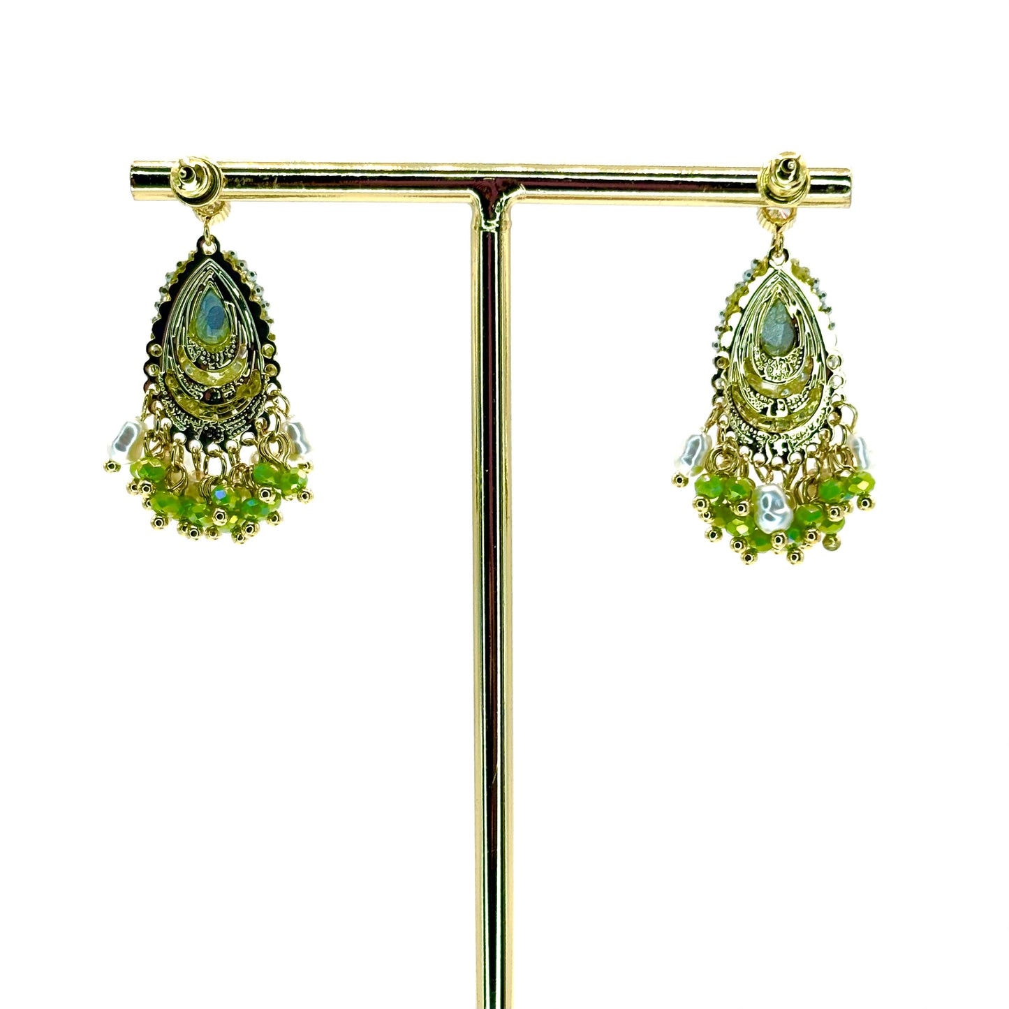 Green Classic Small Chandelier Earrings