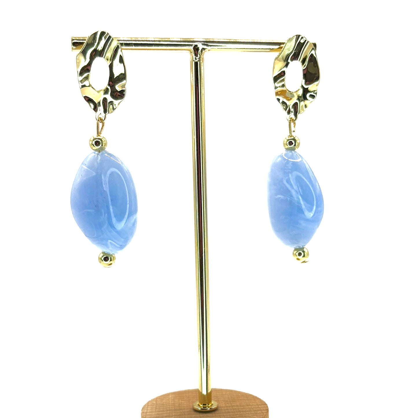 Light Blue Crystal Pebble Earrings
