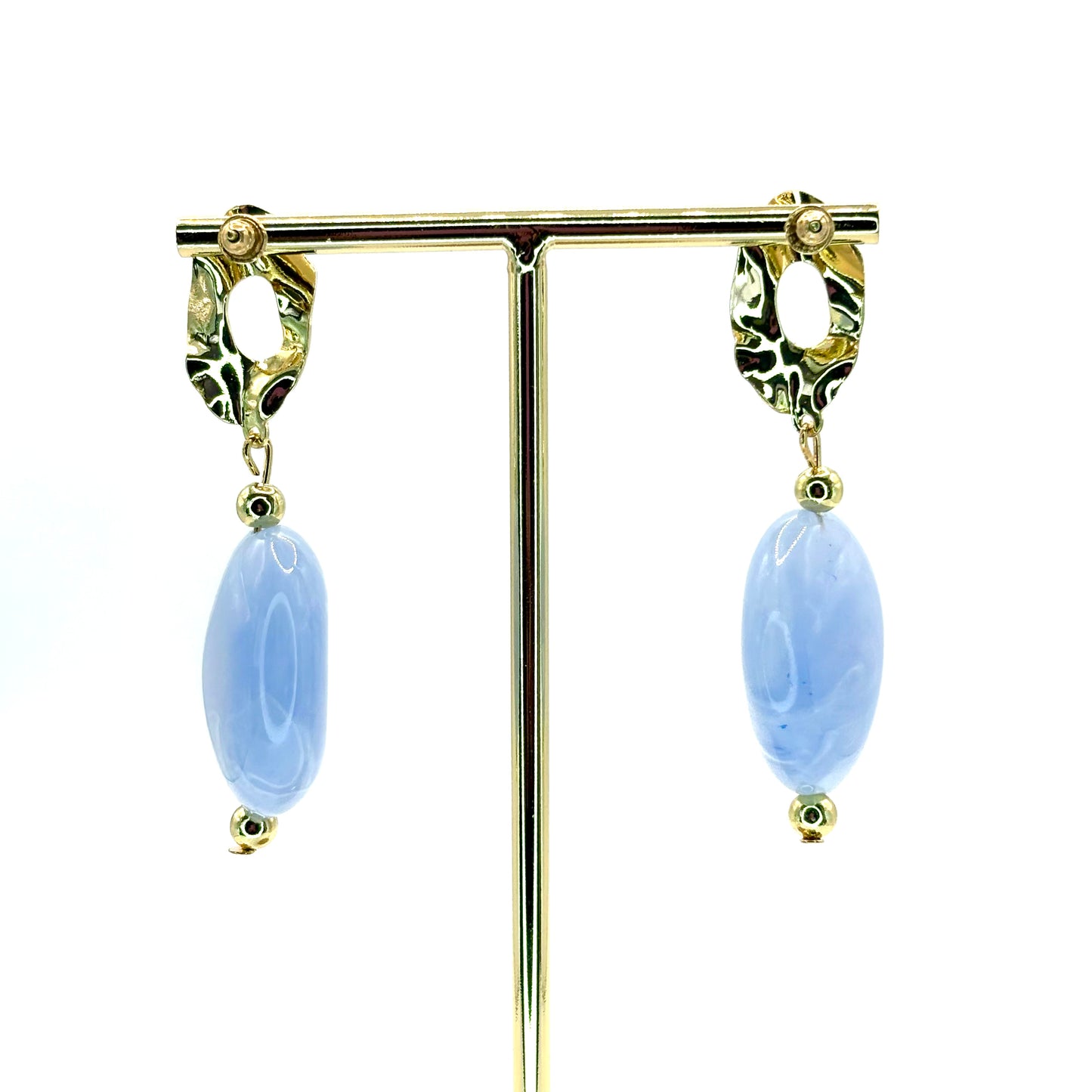 Light Blue Crystal Pebble Earrings