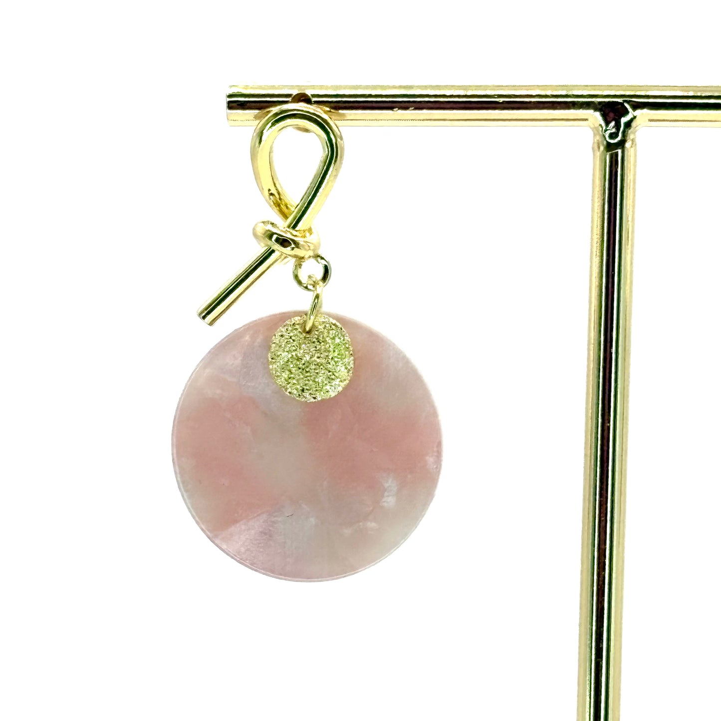 Pink Planet Drop Disc Earrings