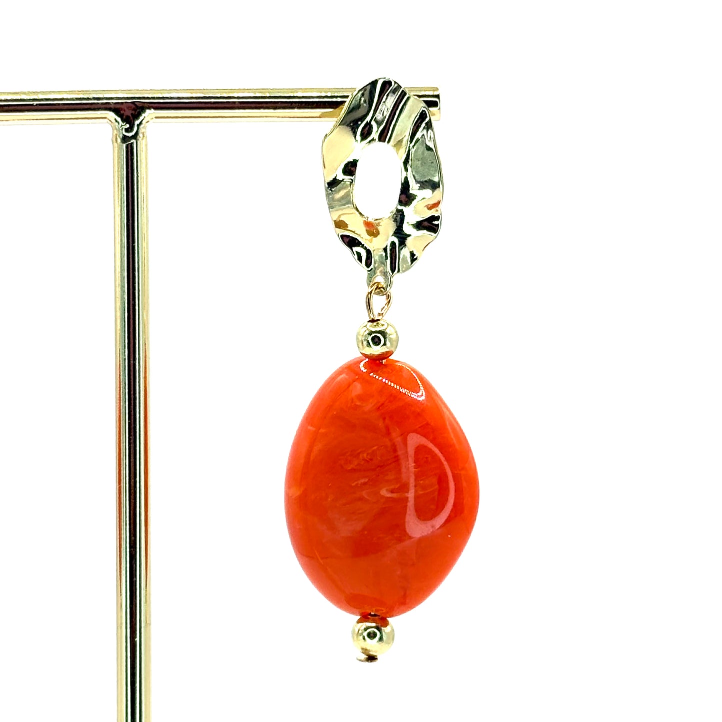 Orange Crystal Pebble Earrings