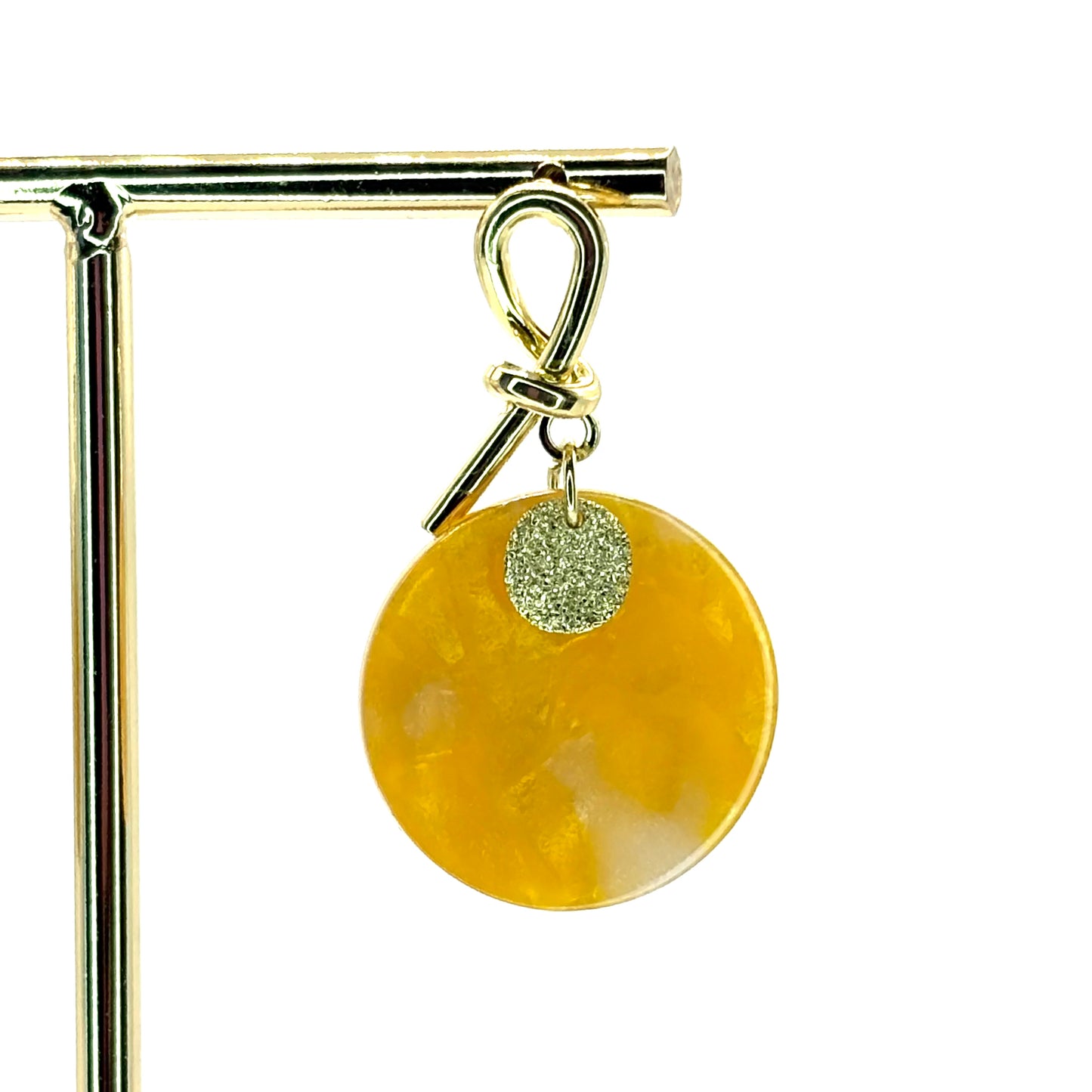 Gold Planet Drop Disc Earrings
