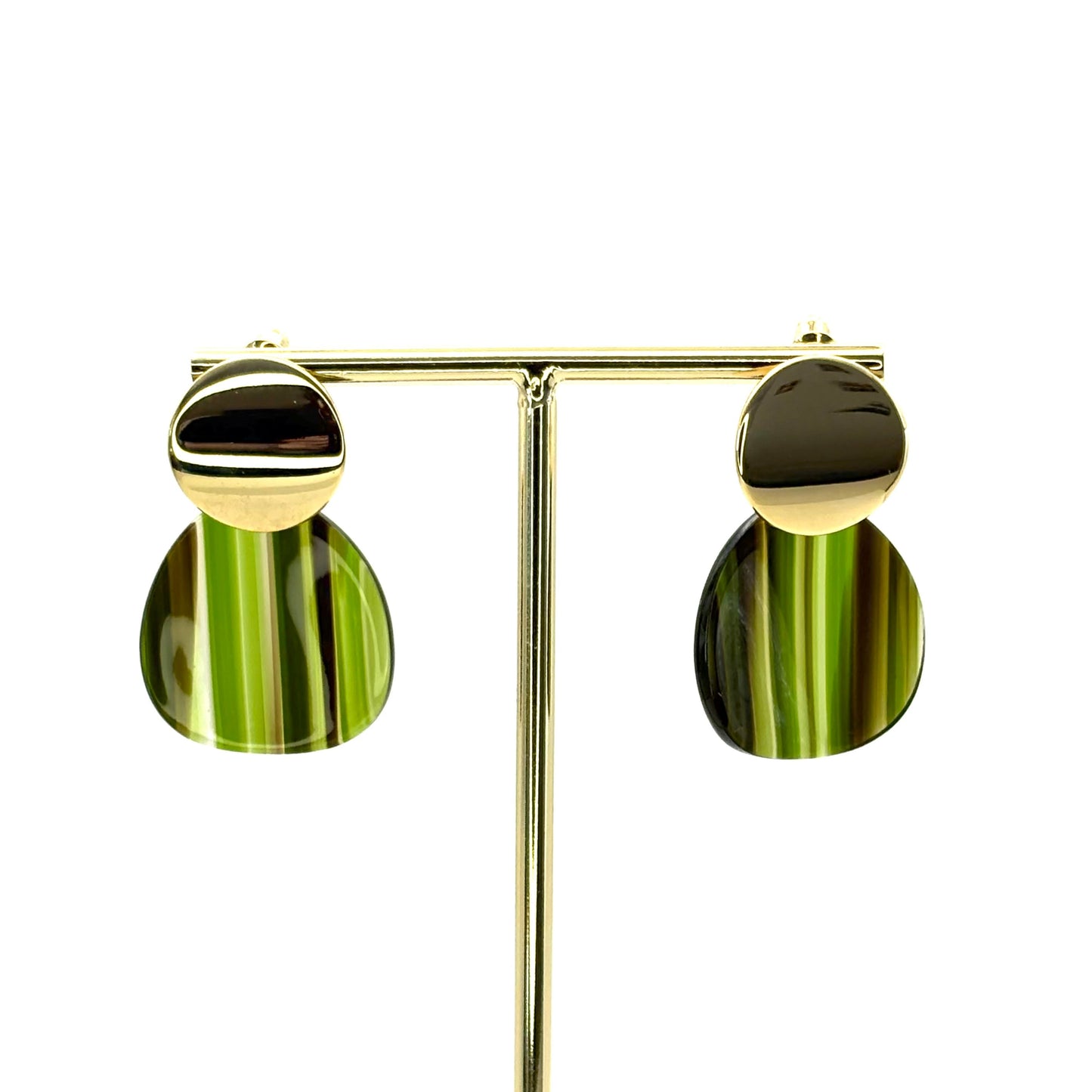 Leafy Green Wide Petal Drop Earrings