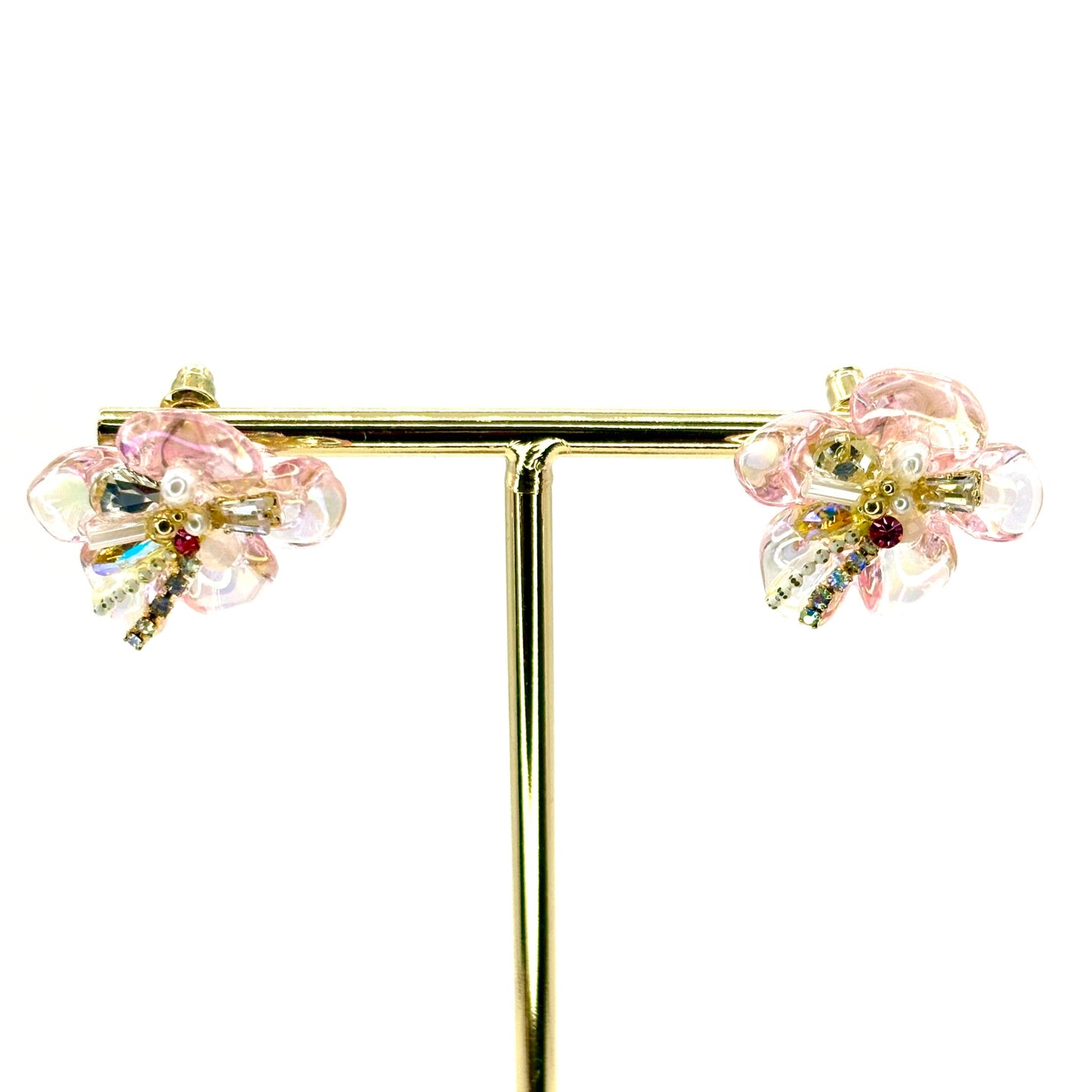 Pink Blooming Flower Studs