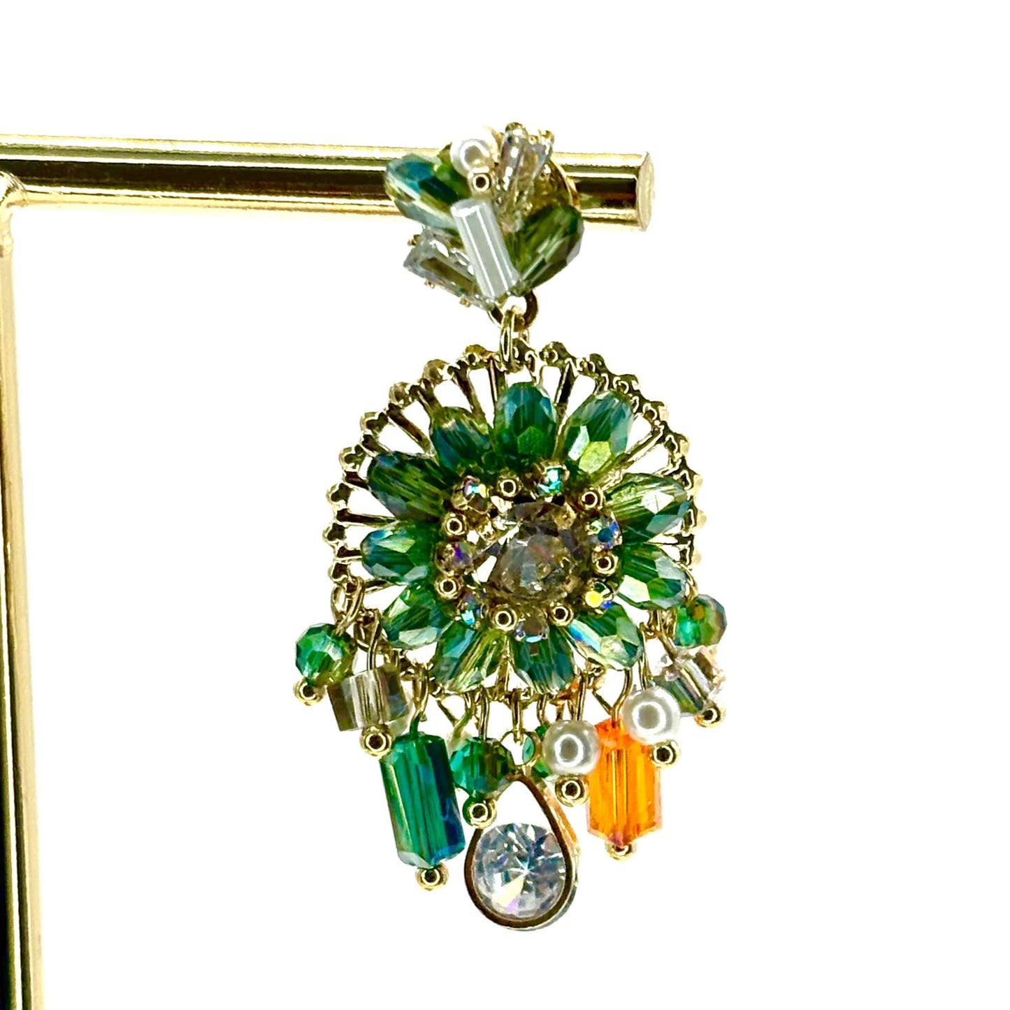 Green Round Small Dreamcatcher Earrings