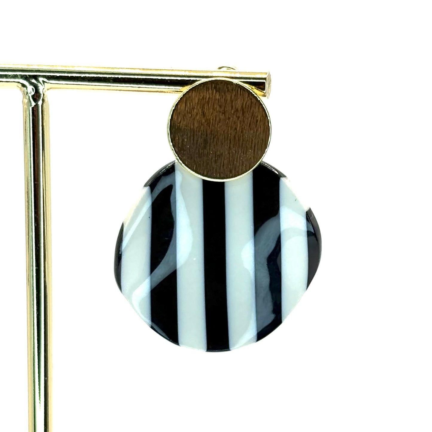 Black & White Striped Petal Drop Earrings