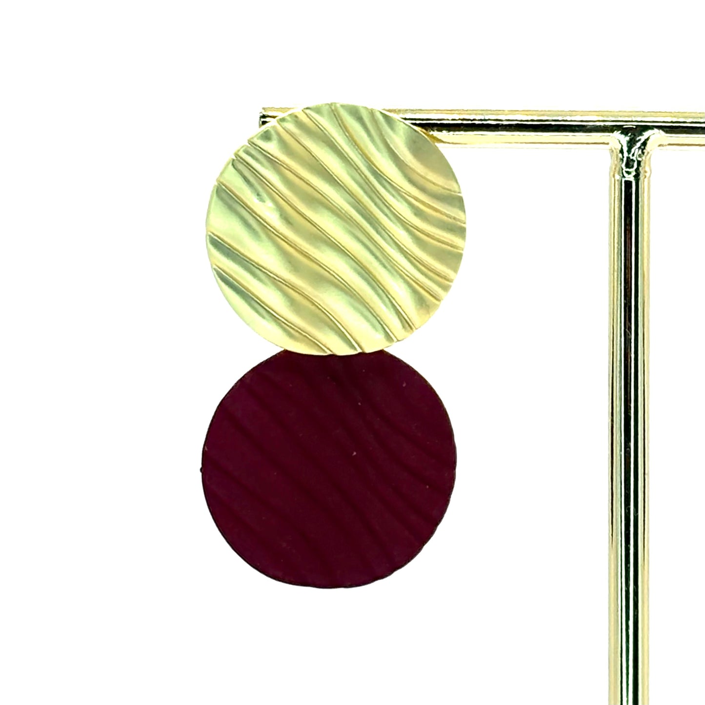 Burgundy Crinkle Petal Drop Earrings