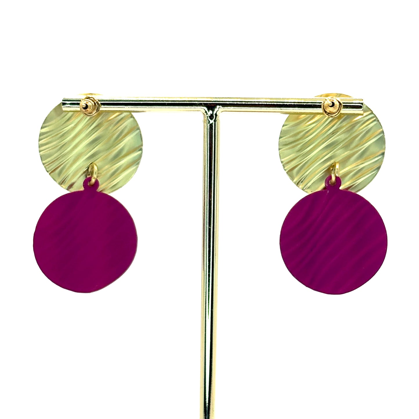 Fuchsia Crinkle Petal Drop Earrings