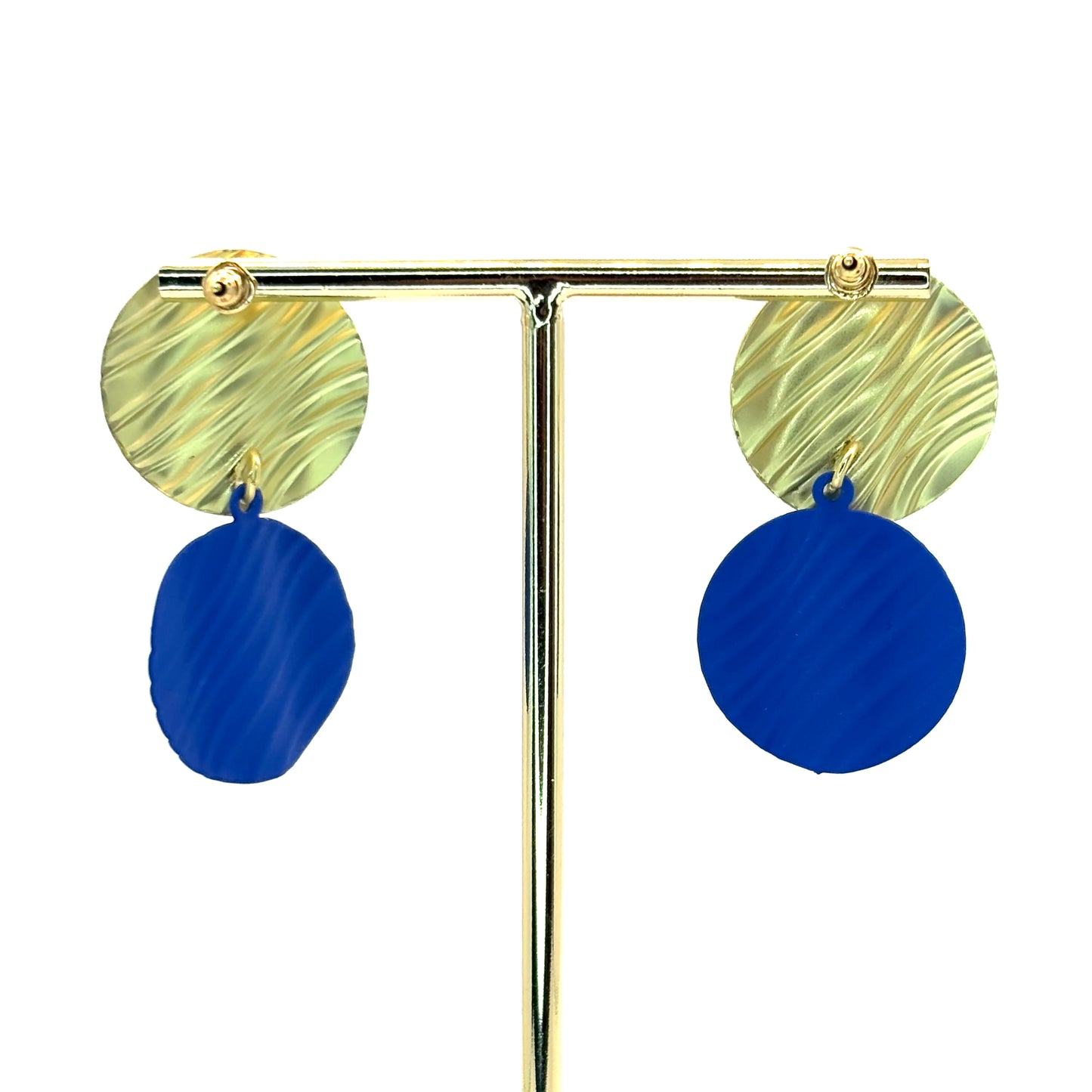 Blue Crinkle Petal Drop Earrings