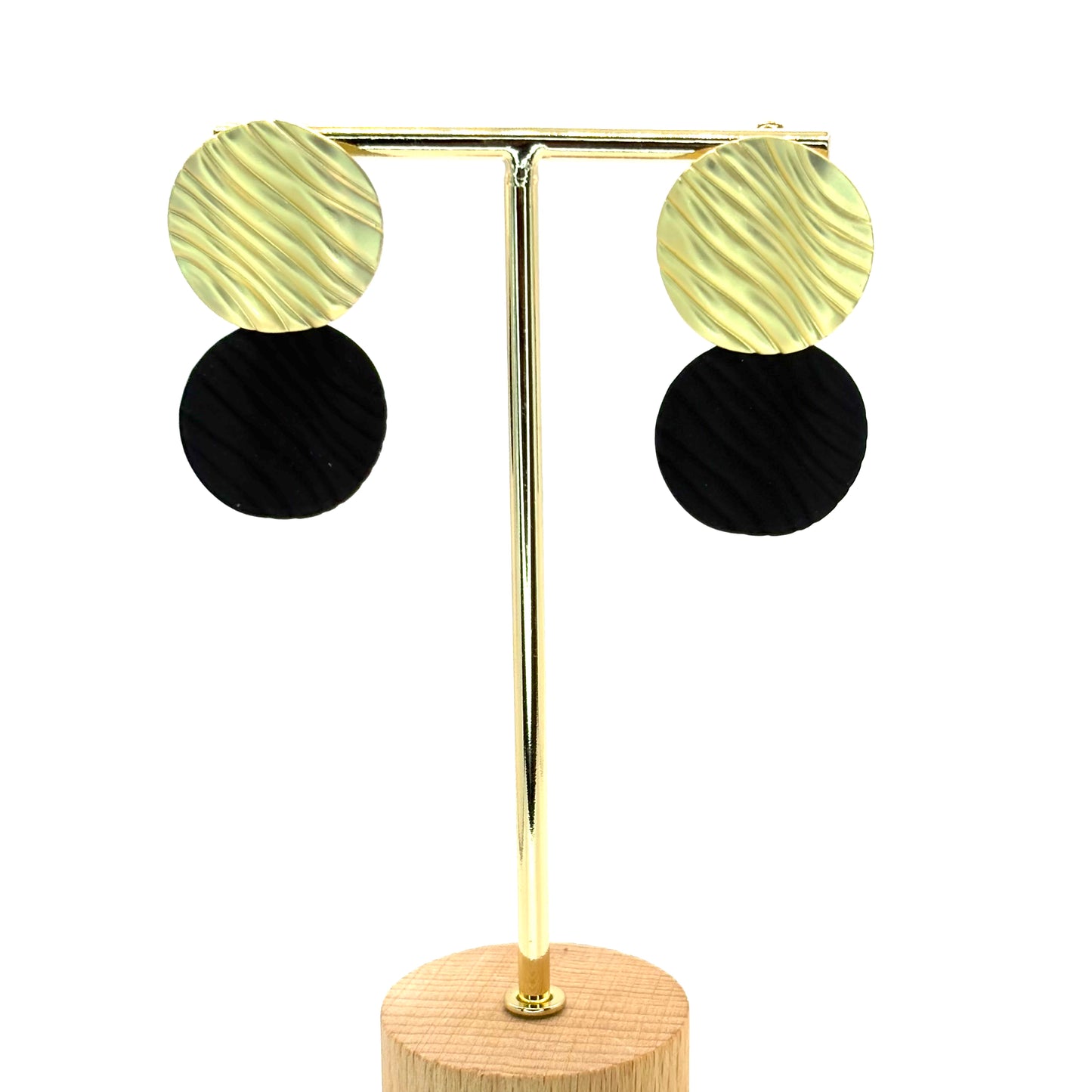 Black Crinkle Petal Drop Earrings