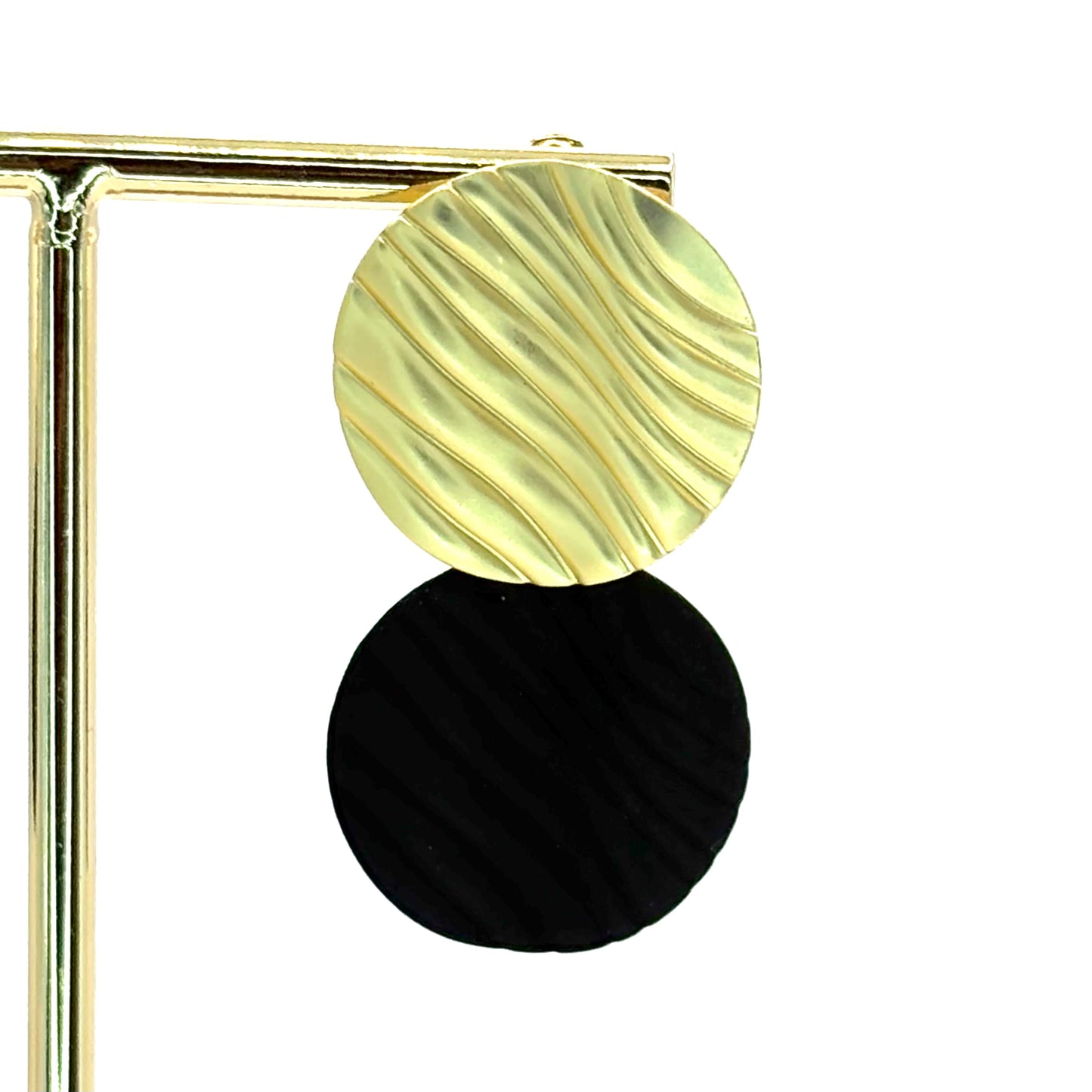 Black Crinkle Petal Drop Earrings