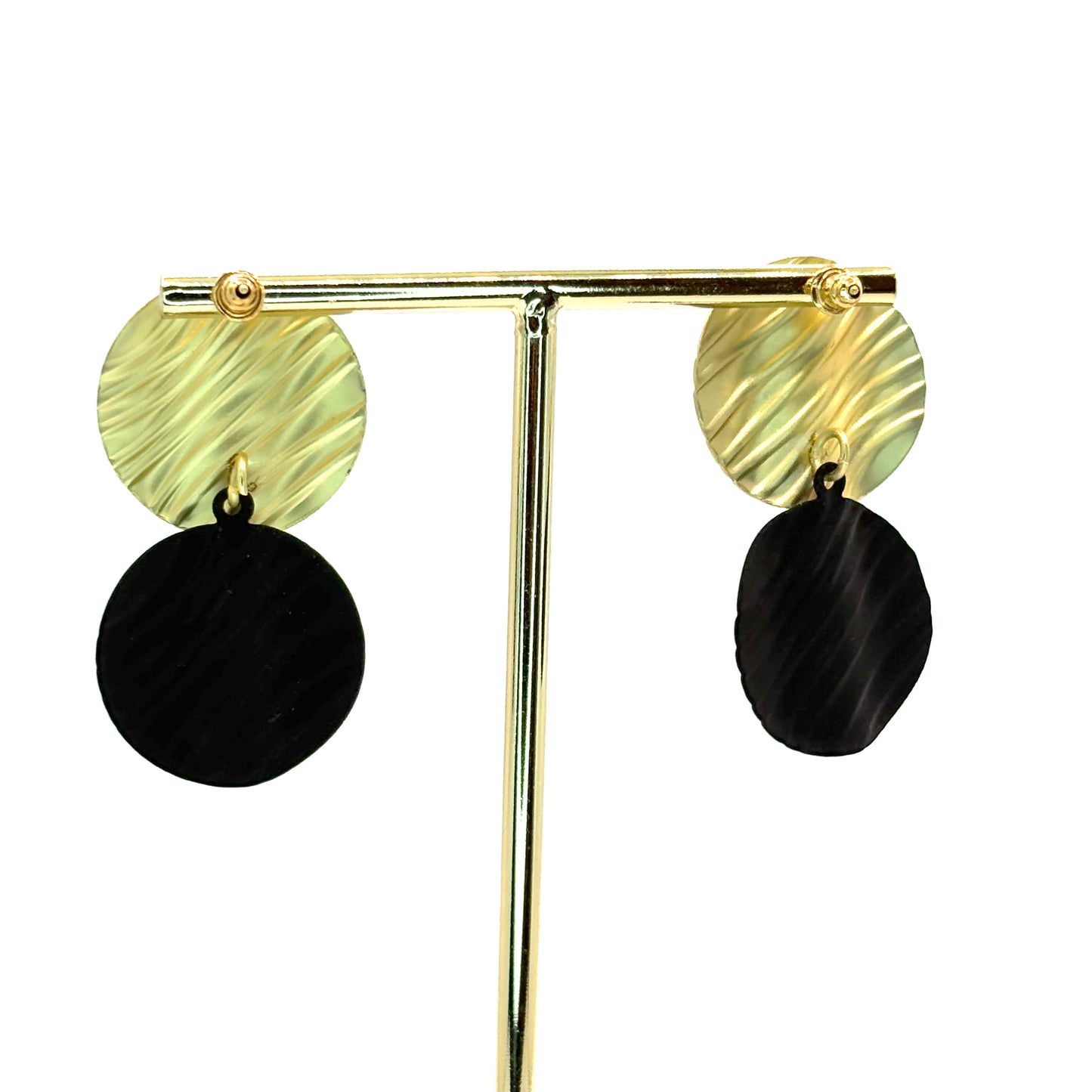 Black Crinkle Petal Drop Earrings
