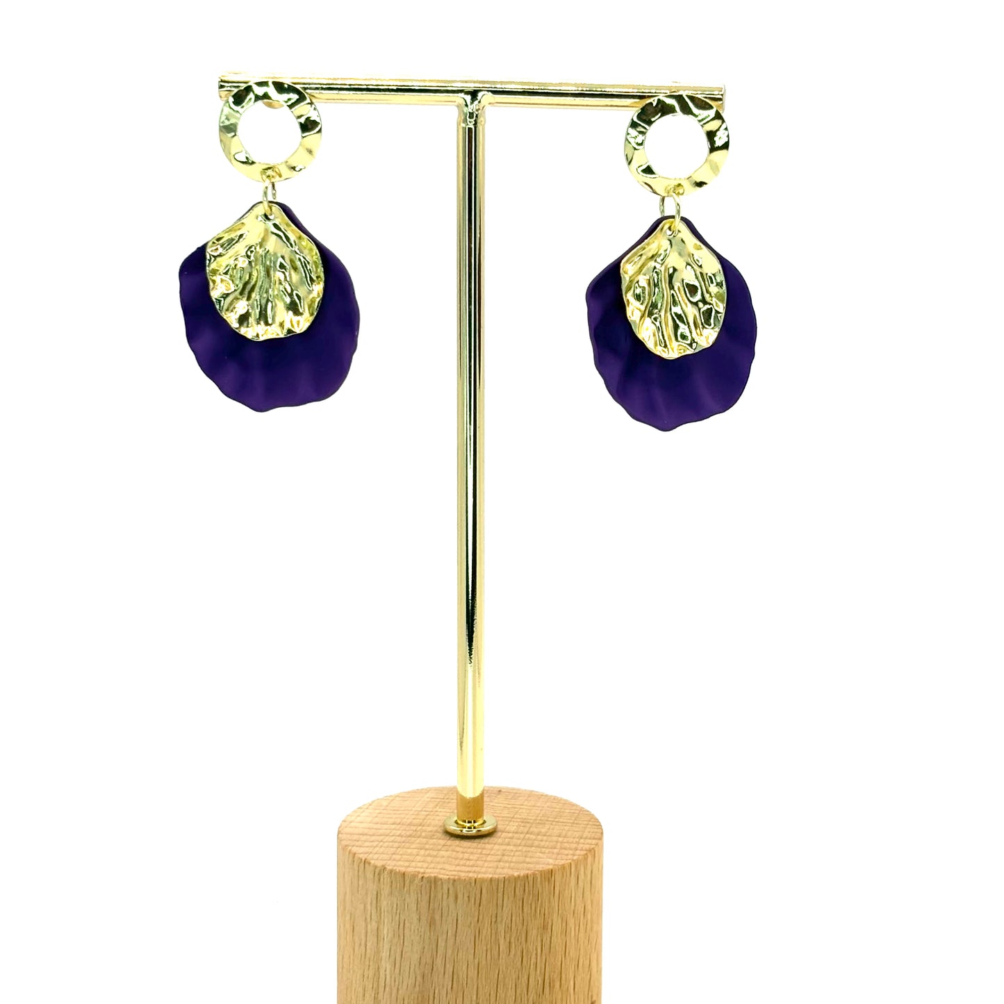 Purple Rose Petal Drop Earrings