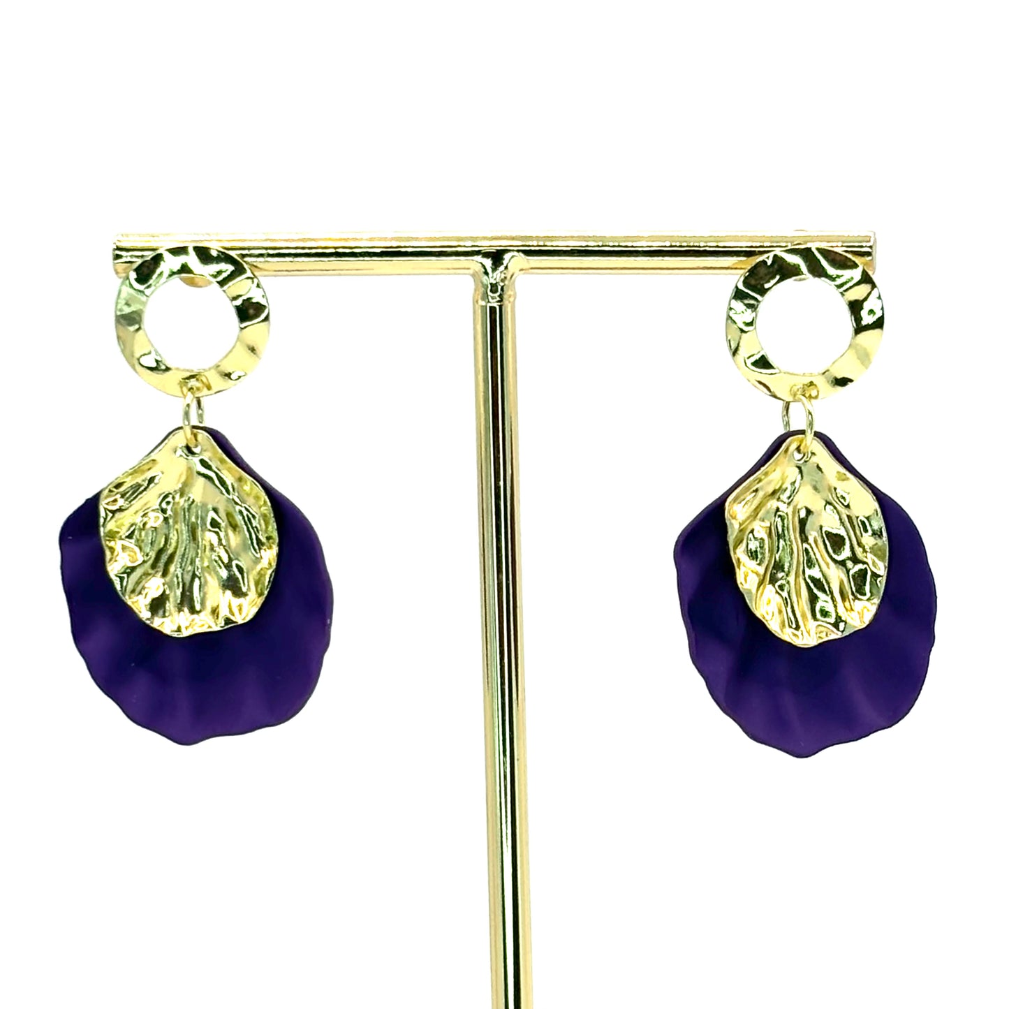 Purple Rose Petal Drop Earrings