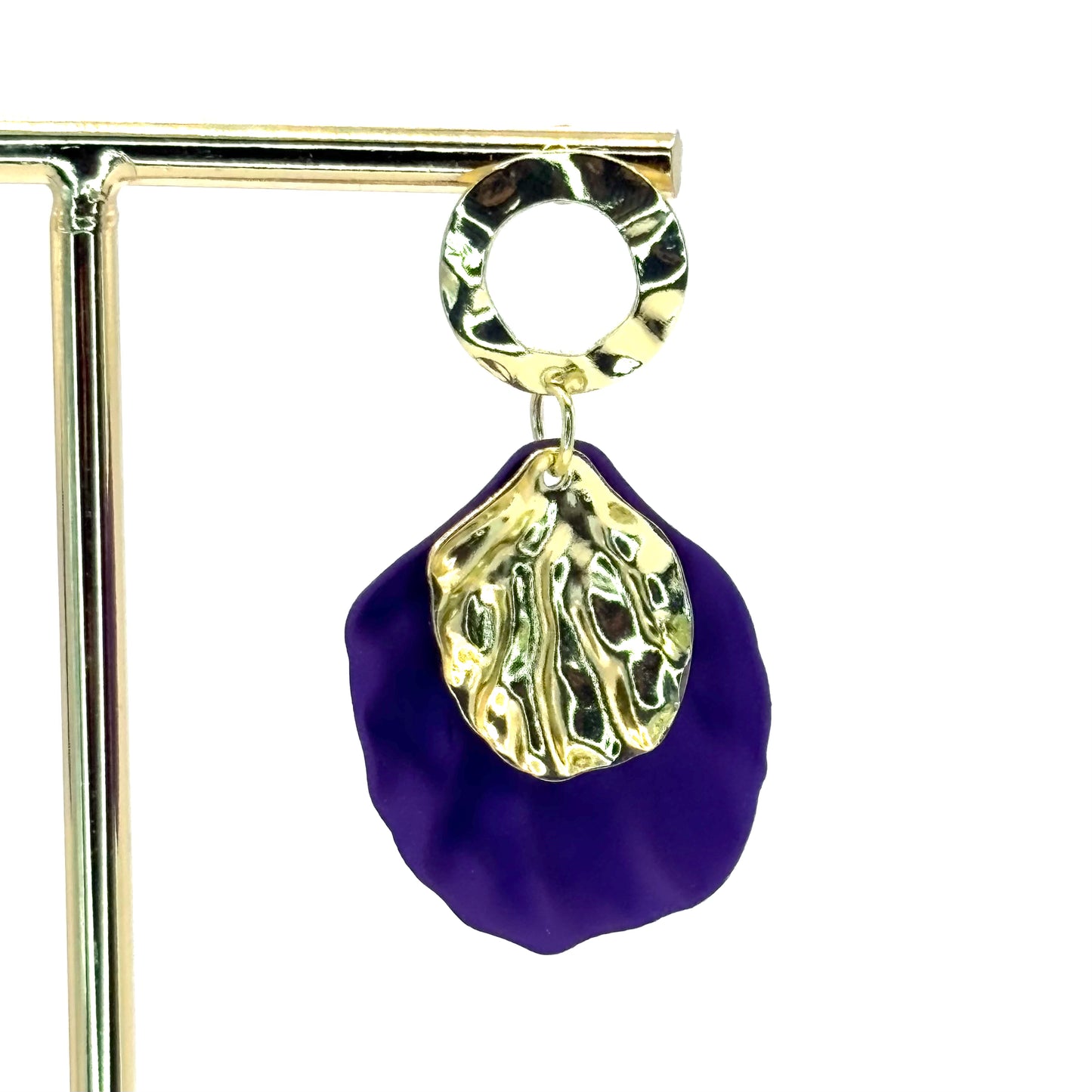 Purple Rose Petal Drop Earrings