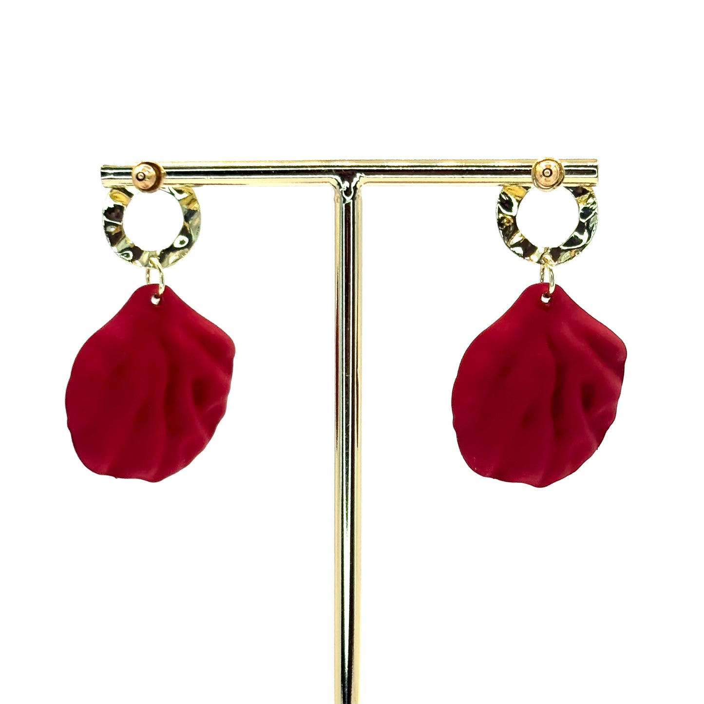 Red Rose Petal Drop Earrings